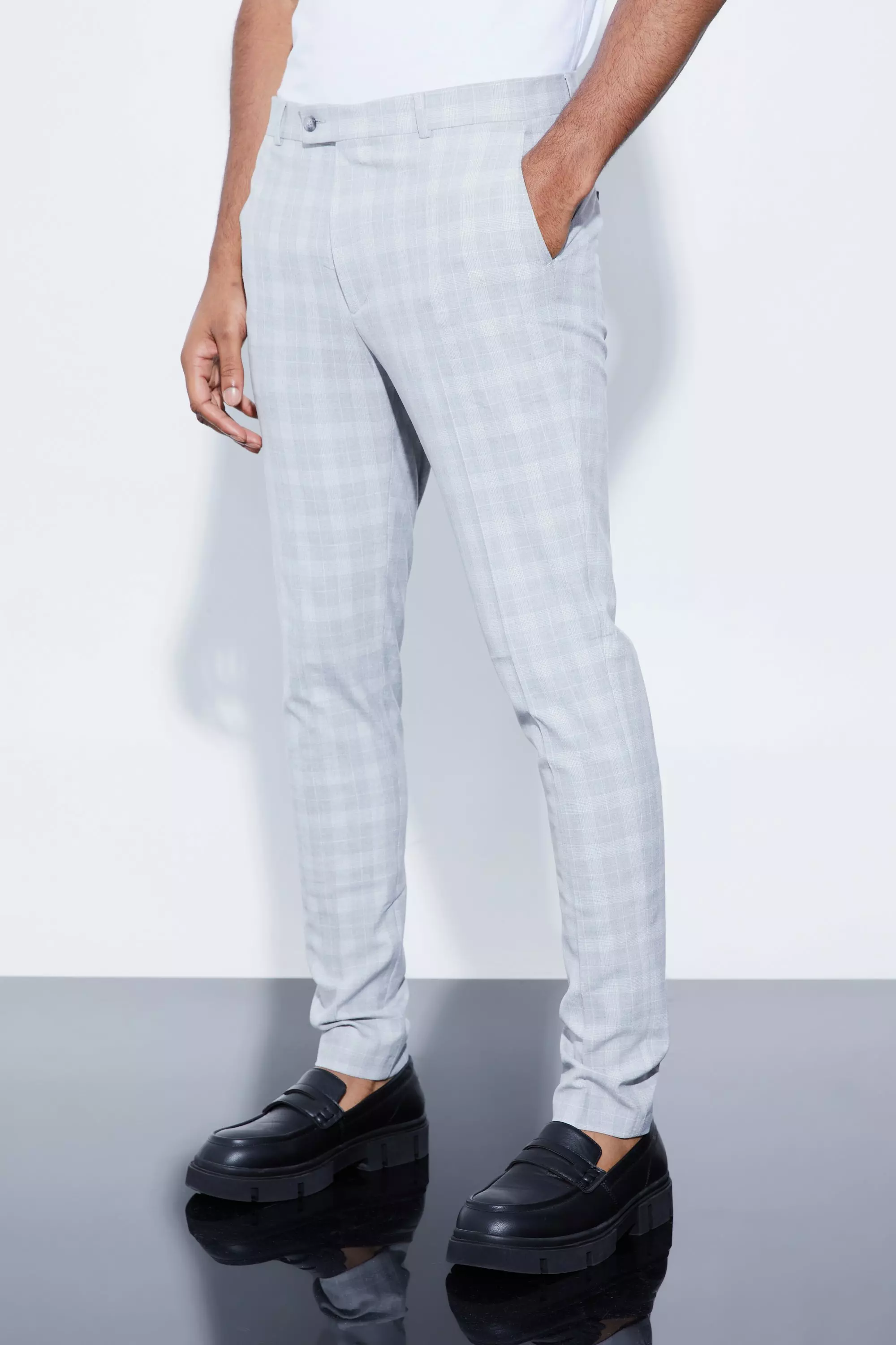 Cropped checked deals trousers mens